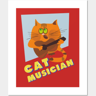 Cat musician Posters and Art